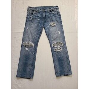 True Religion Jeans Men 34/29 Ricky Relaxed Straight Jeans Streetwear Grunge